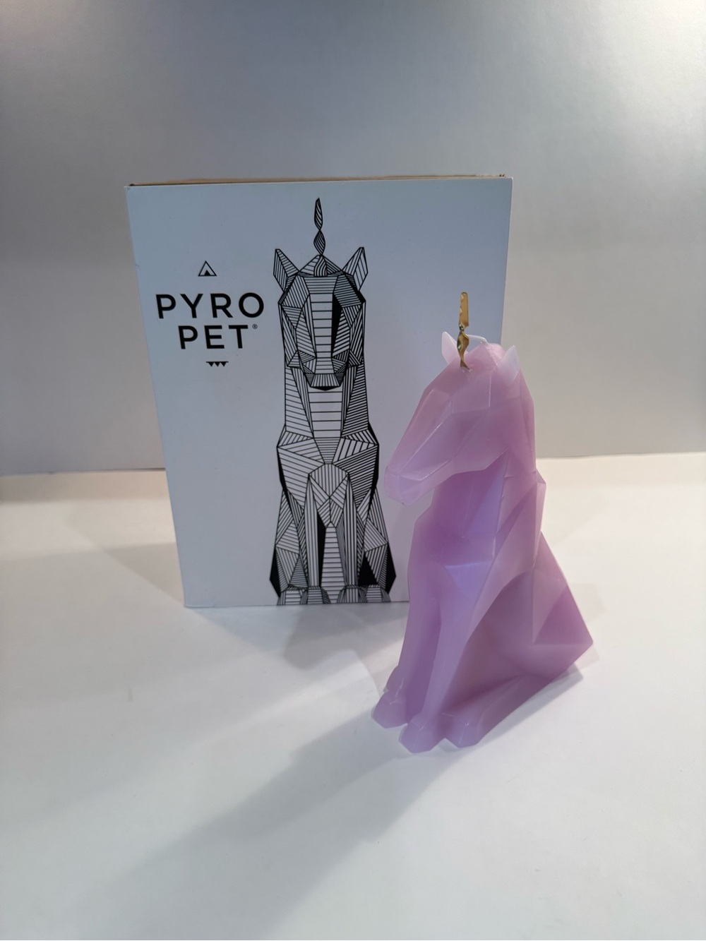NEW 8" Pyropet Lavender Geometric Unicorn Candle